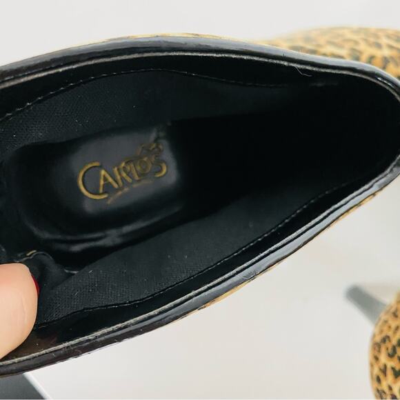 CARLOS SANTANA Black Animal Leopard Print Stiletto Heel Ankle Boot Booties 9.5 - Picture 4 of 11